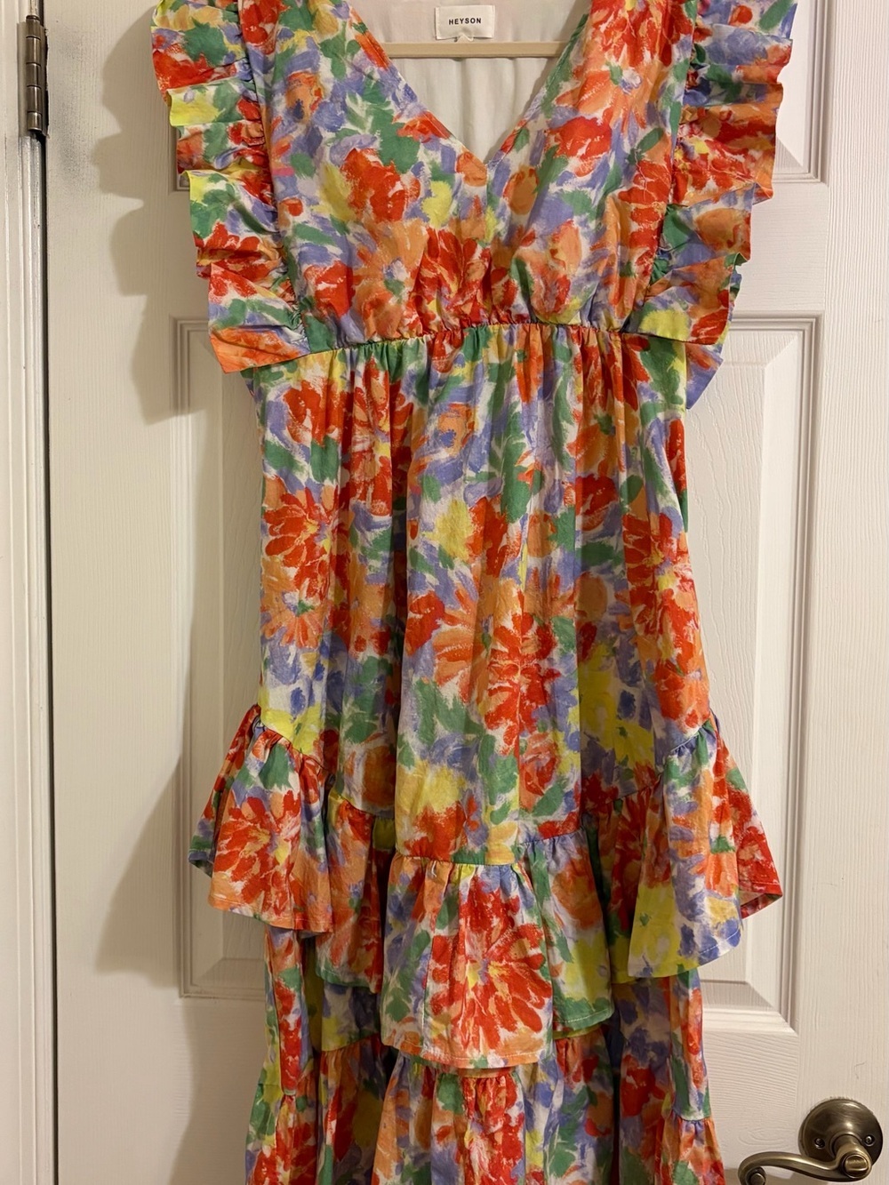 Floral Ruffle High-Low Dress in Multicolor by Heyson - Picture 2 of 9